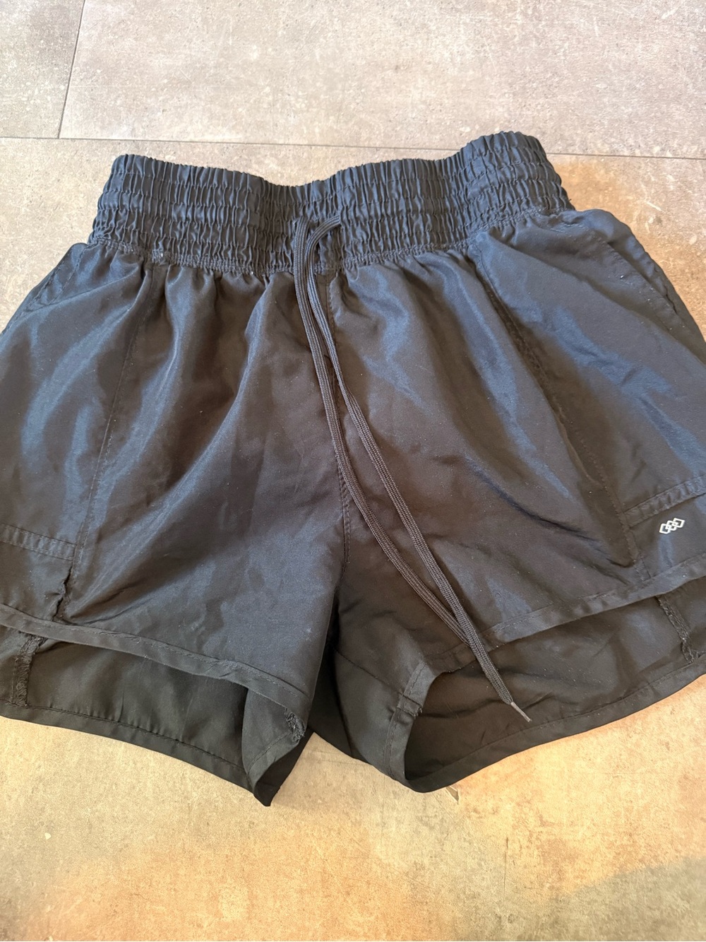 Women's Black Smocked Waist Athletic Shorts
